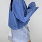 Ensemble upcyclé bleu et patchwork