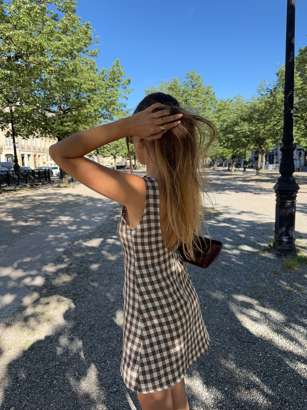 Robe dos nu vichy marron