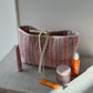 Trousse upcyclée matelassée rayée