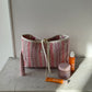 Trousse upcyclée matelassée rayée