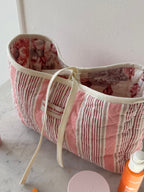 Trousse upcyclée matelassée rayée