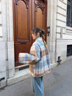 Manteau upcyclé laine à carreaux vintage
