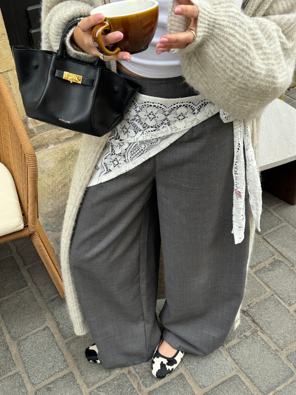 Pantalon laine fine grise