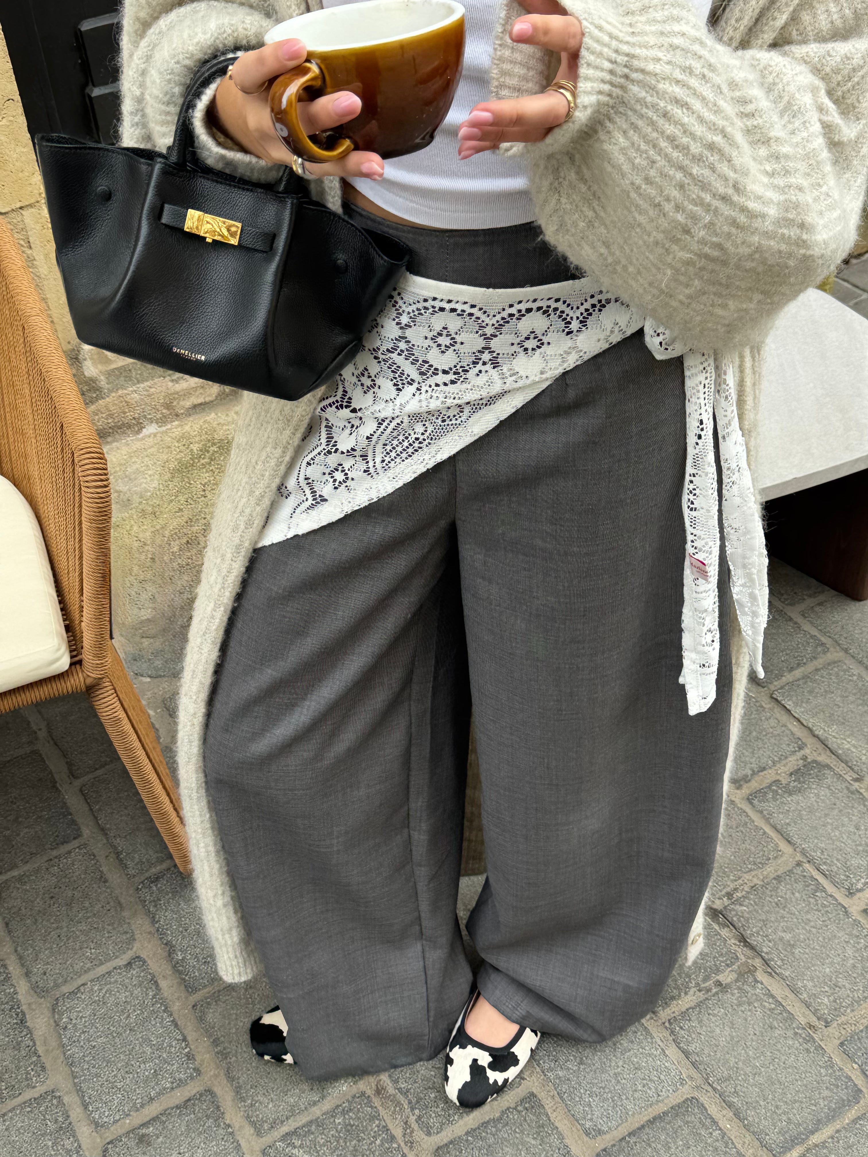 Pantalon laine fine grise