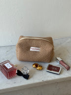 Trousse upcyclée laine marron clair vintage - petite