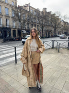 Jupe upcyclée cuivrée à motifs vintage