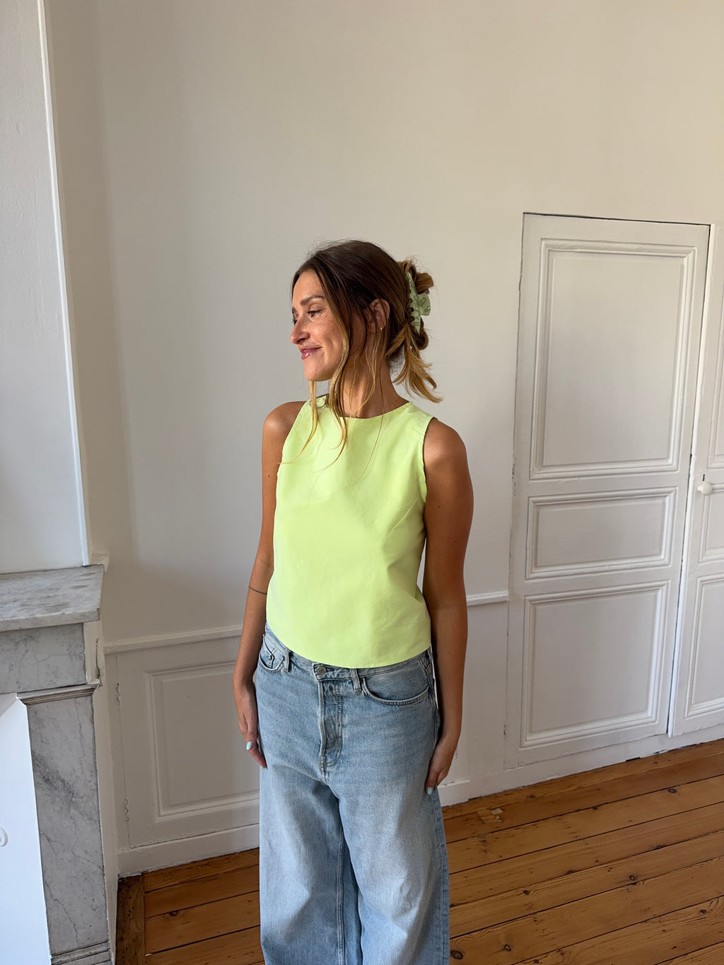 Top dos nu upcyclé vert - M