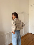 Veste courte upcyclée beige - S