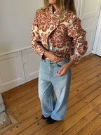 Veste courte upcyclée à motifs - S/M