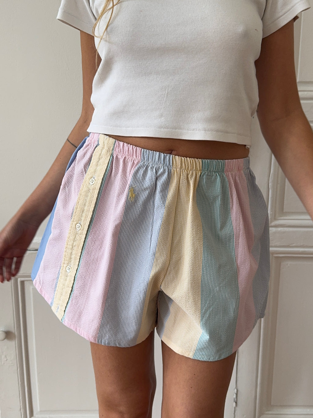 Caleçon short upcyclé patchwork