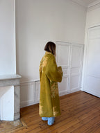 Manteau long upcyclé laine verte - T1