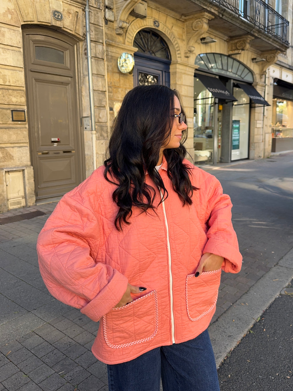 Veste upcyclée matelassée orange