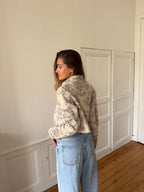 Veste courte upcyclée beige - S