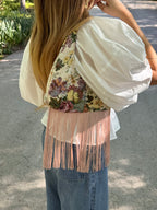 Sac upcyclé fleurs et franges