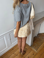 Sky blue satin upcycled skort
