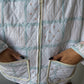 Veste upcyclée matelassée blanche à motifs