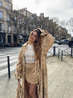 Jupe upcyclée cuivrée à motifs vintage