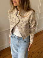 Veste courte upcyclée beige - S