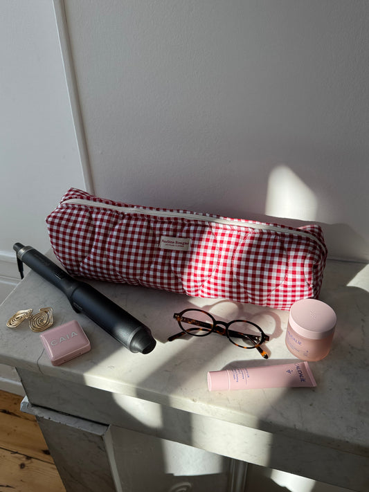 Trousse matelassée vichy rouge