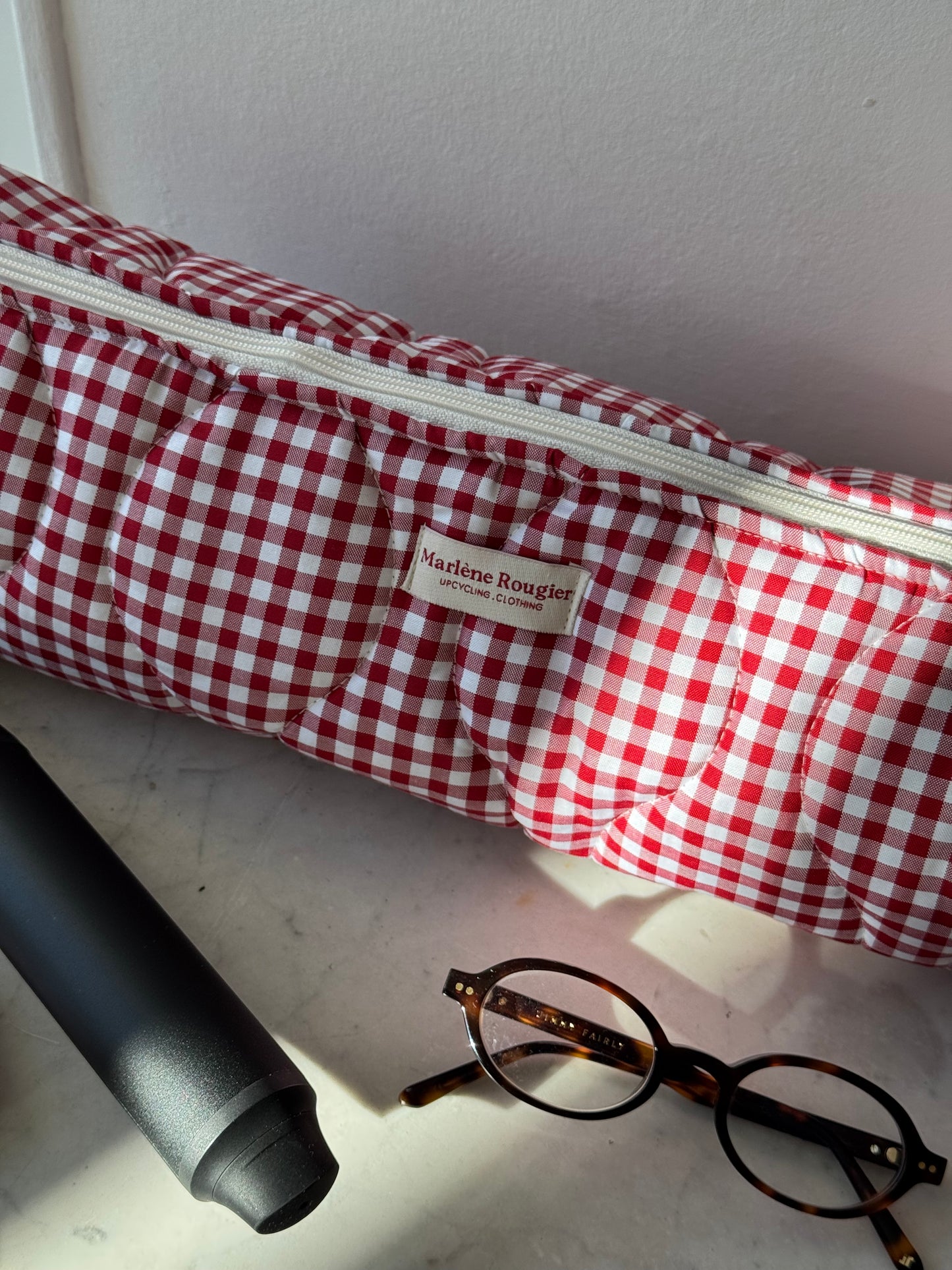 Trousse matelassée vichy rouge