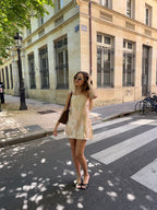 Robe dos nu upcyclée satinée rose clair - XS/S