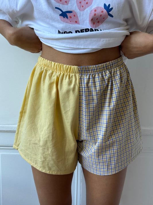 Caleçon short upcyclé bicolore