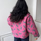 Veste upcyclée matelassée rose à motif