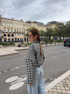 Bomber laine vichy noir et blanc