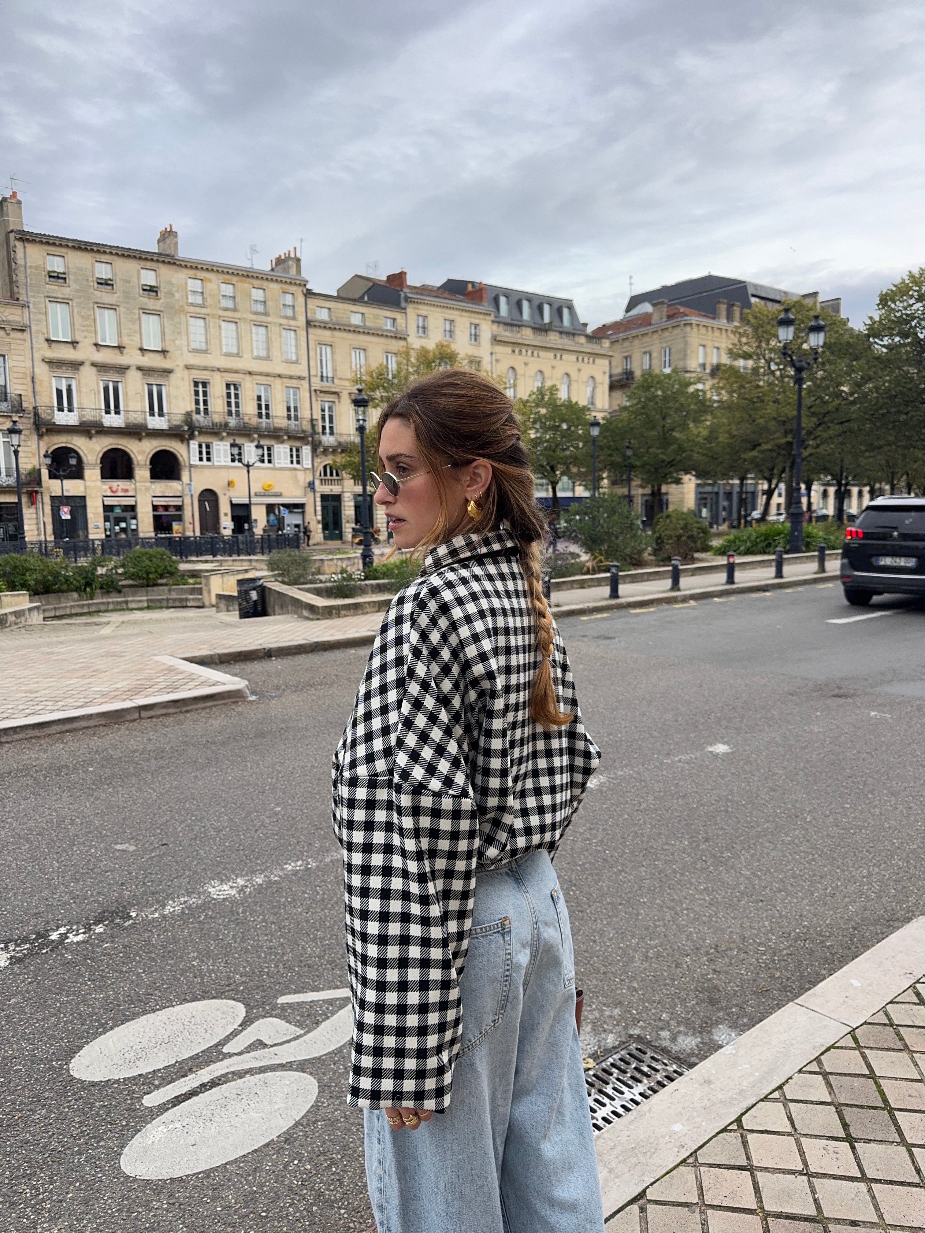 Bomber laine vichy noir et blanc