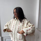 Veste upcyclée matelassée écrue à fleurs