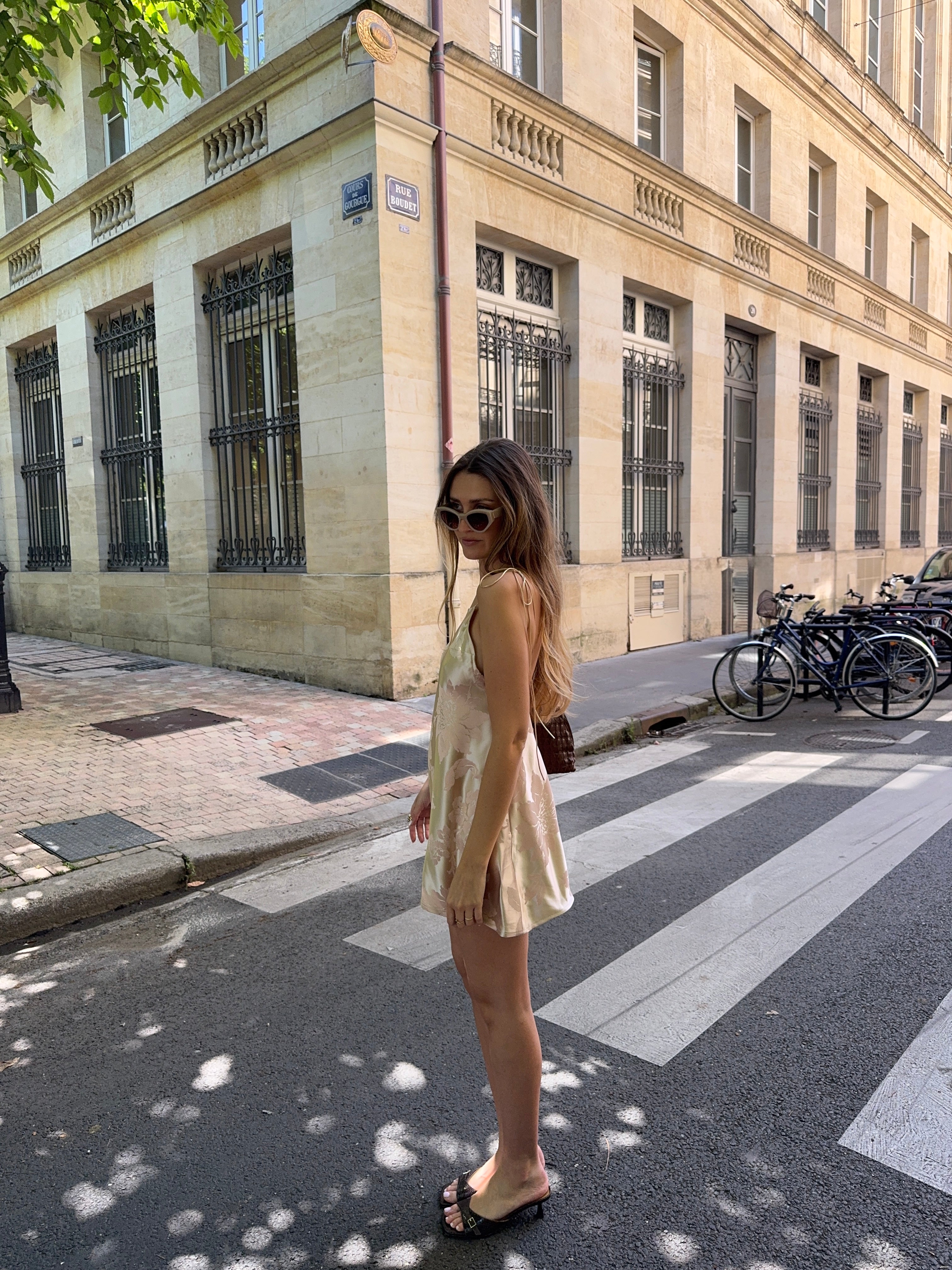 Robe dos nu upcyclée satinée rose clair - XS/S