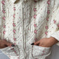 Veste upcyclée matelassée écrue à fleurs