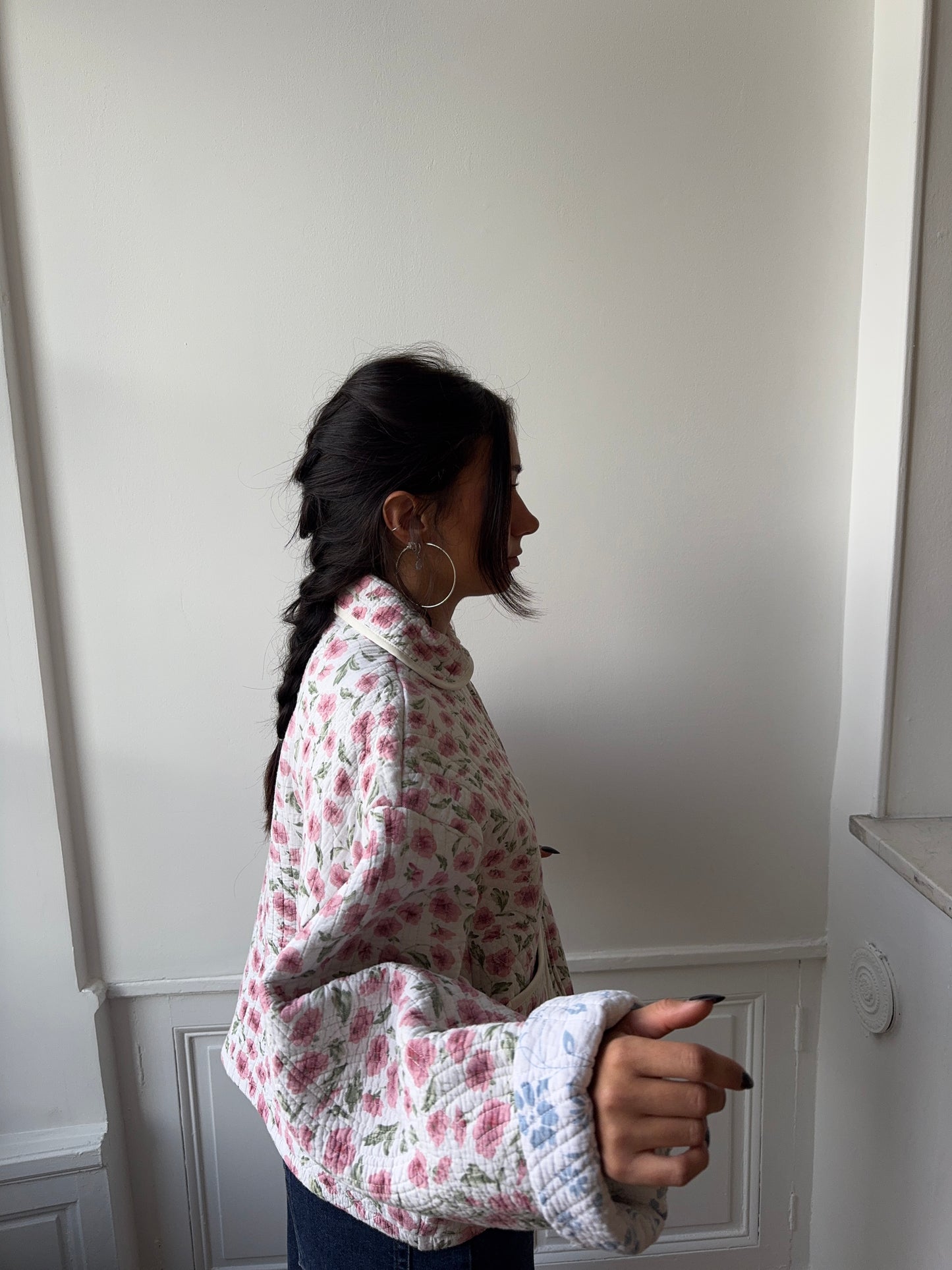 Veste upcyclée matelassée fleurie
