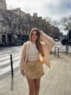 Jupe upcyclée cuivrée à motifs vintage