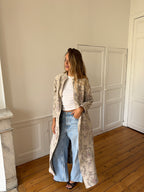 Veste longue upcyclée beige - M