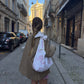 Sac upcyclé matelassé nœud blanc à motifs