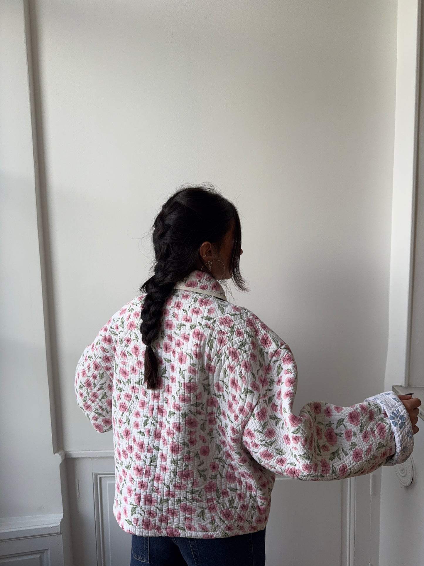 Veste upcyclée matelassée fleurie