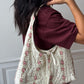 Sac upcyclé matelassé écru à fleurs