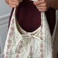 Sac upcyclé matelassé écru à fleurs