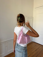 Sac upcyclé rose et dentelle