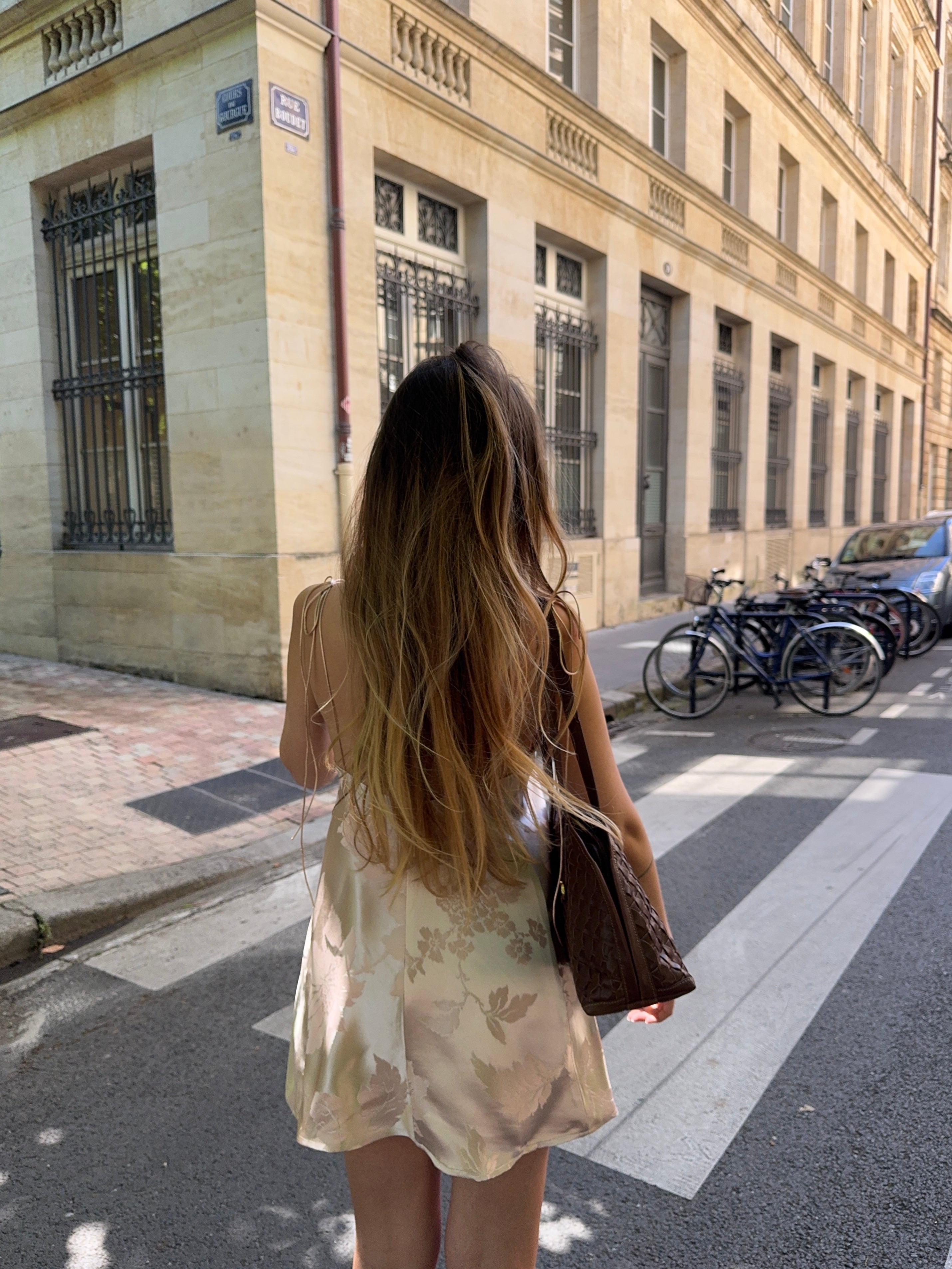 Robe dos nu upcyclée satinée rose clair - XS/S