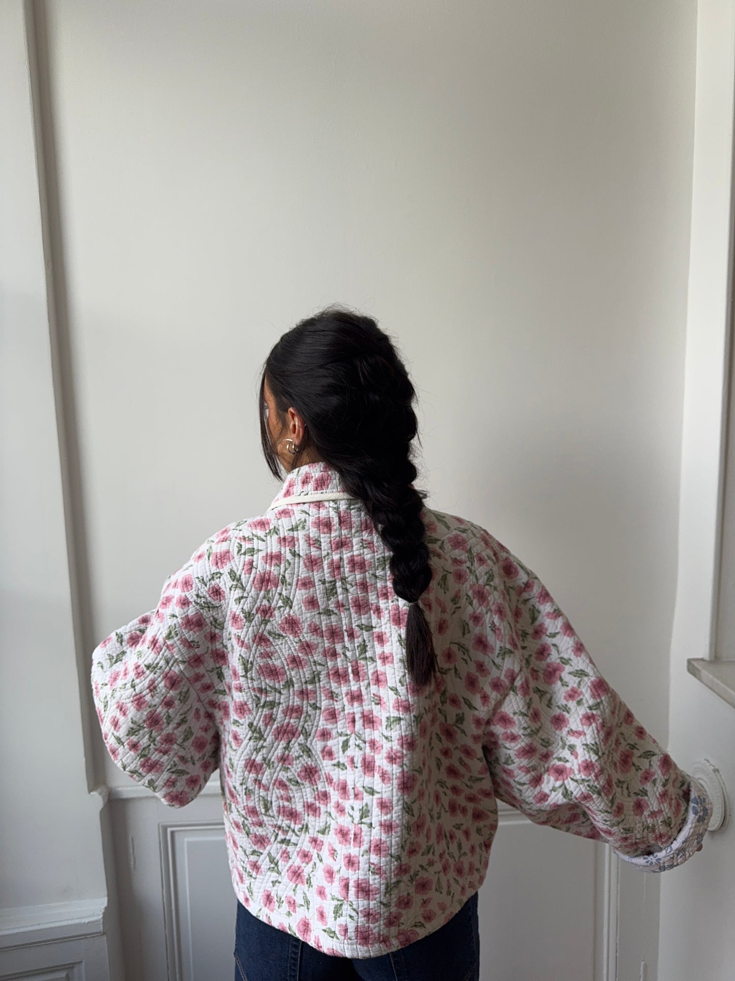 Veste upcyclée matelassée fleurie