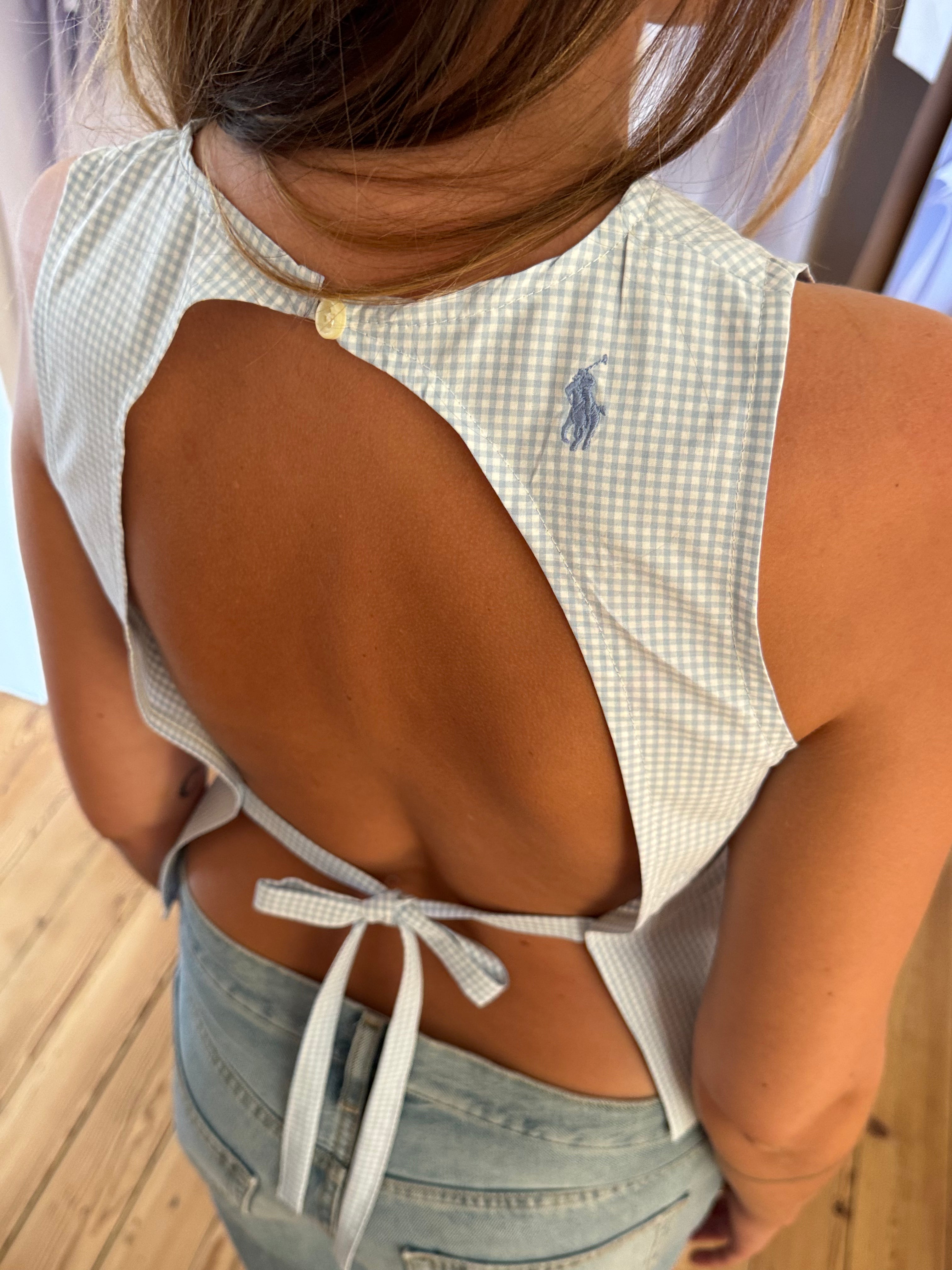 Top dos nu upcyclé vichy - S