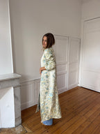 Veste longue upcyclée satinée à motifs - XS/S