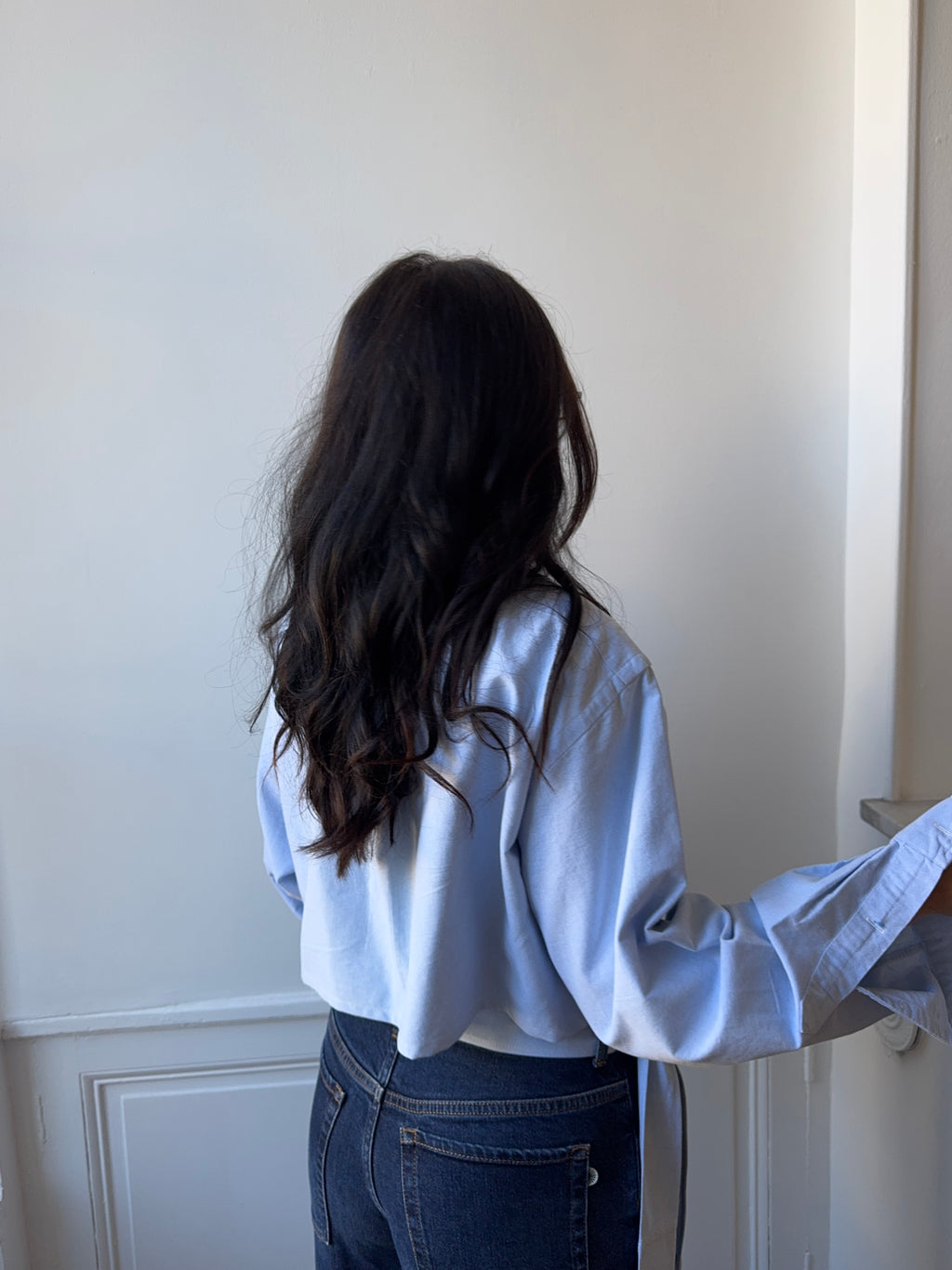 Chemise upcyclée oxford + ceinture