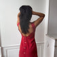 Robe upcyclée dos nu rouge