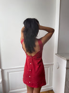 Robe upcyclée dos nu rouge