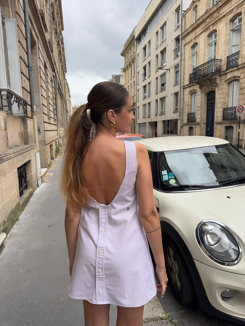 Robe dos nu upcyclée lilas pastel