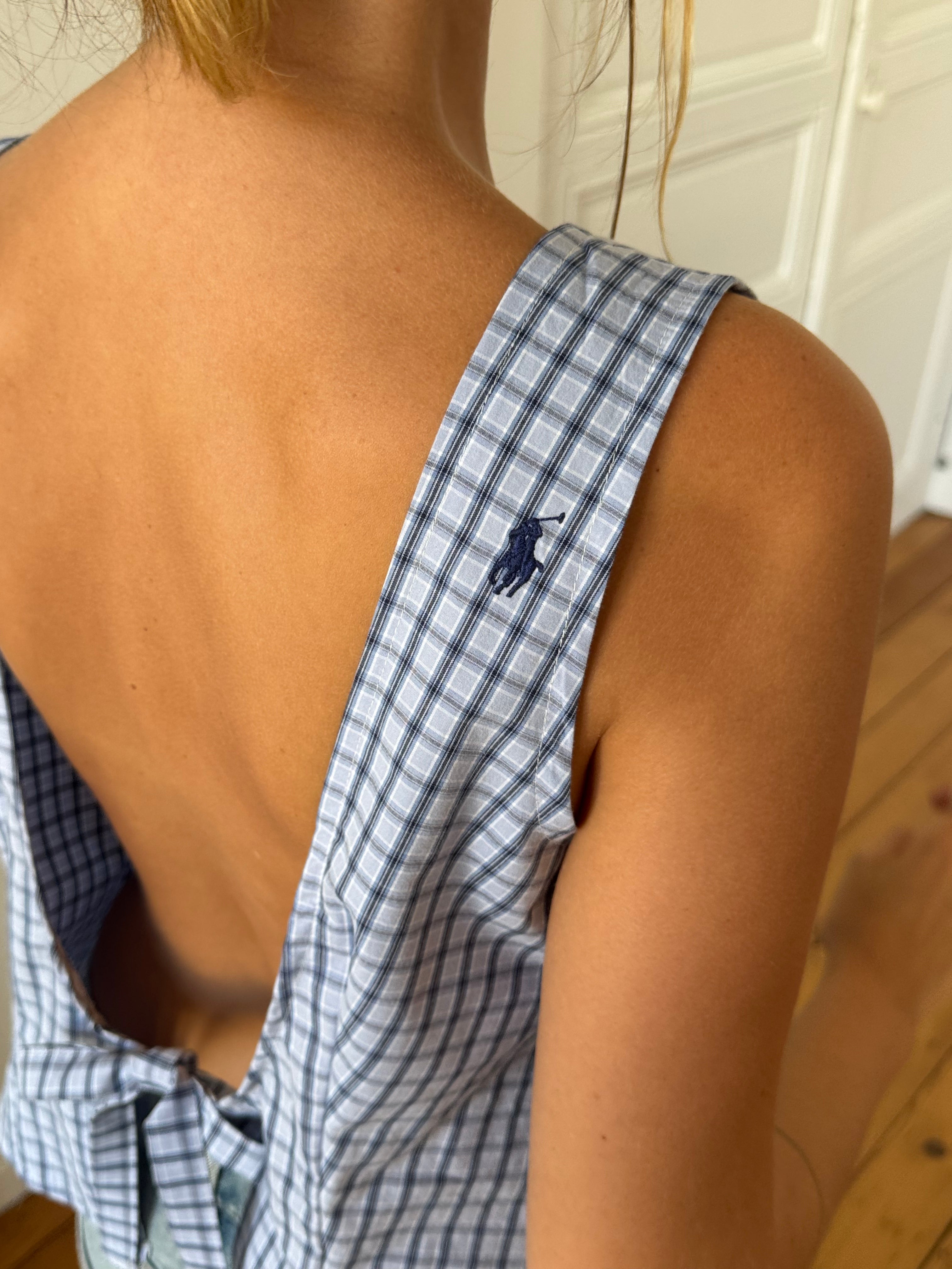 Top dos nu upcyclé à carreaux - XL