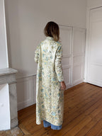 Veste longue upcyclée satinée à motifs - XS/S